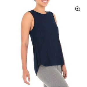 NWT Athletic Works Wicking Hi Low Tank Top Racerback Large Covers Bum Navy Blue